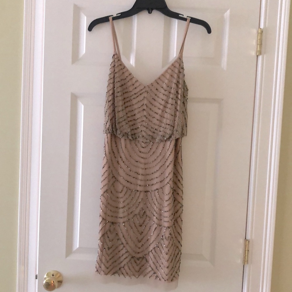 Adrianna Pappel Art Deco Beaded Sleeveless Dress